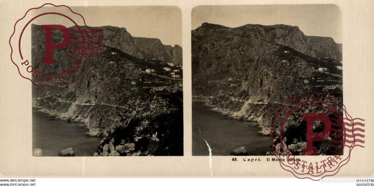 Fotograf&iacute;a antigua: 48 Capri Il Monte Solara. ESTEREOSCOPICA. ST&Eacute;R&Eacute;OSCOPIQUE. STEREOSCOPIC