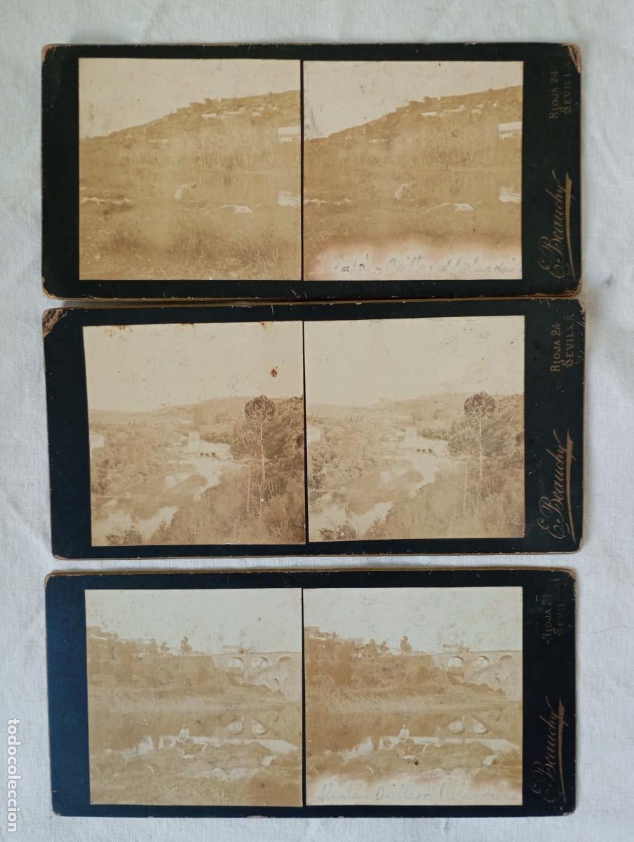 Fotograf&iacute;a antigua: Lote de 4 fotograf&iacute;as estereosc&oacute;picas. E. Beauchy. Alcal&aacute; de Guadaira.