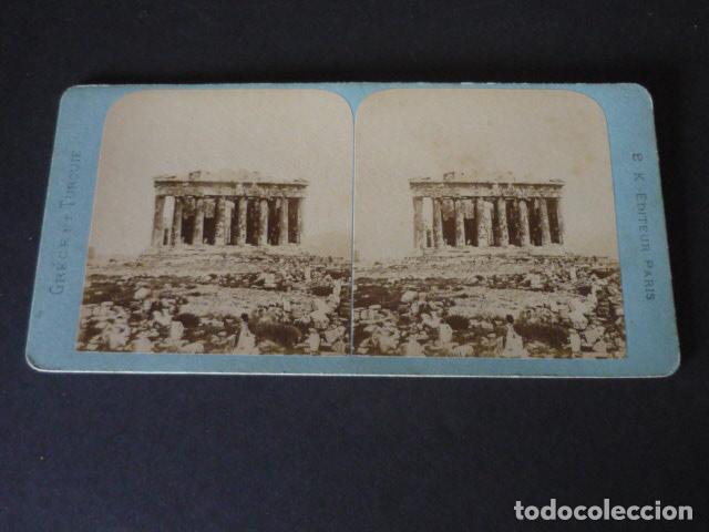 Fotografia antiga: ATENAS GRECIA EL PARTENON VISTA ESTEREOSCOPICA SIGLO XIX