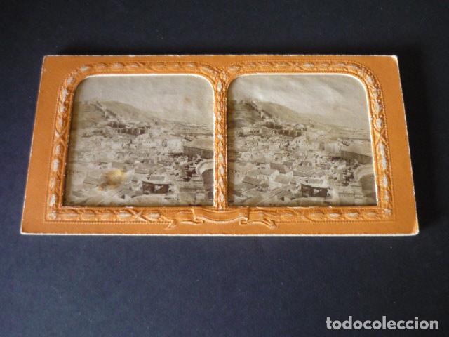 Fotografia antiga: MALAGA VISTA GENERAL VISTA ESTEREOSCOPICA SIGLO XIX TIPO TISSUE
