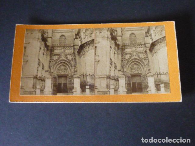 Fotograf&iacute;a antigua: SEVILLA PUERTA DE LA CATEDRAL VISTA ESTEREOSCOPICA SIGLO XIX