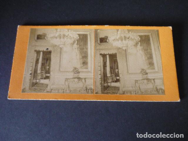 Fotograf&iacute;a antigua: MADRID INTERIOR DEL PALACIO REAL VISTA ESTEREOSCOPICA SIGLO XIX