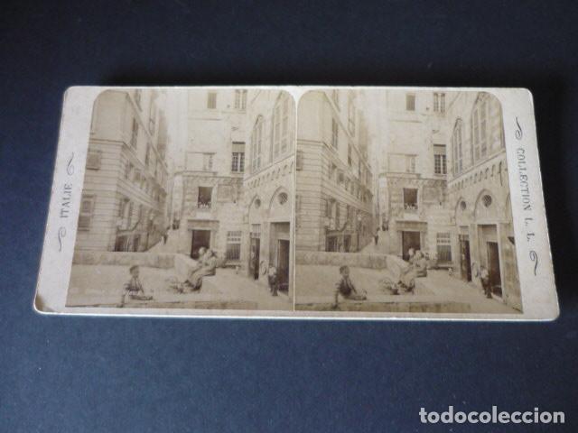 Fotograf&iacute;a antigua: GENOVA ITALIA VISTA ESTEREOSCOPICA SIGLO XIX