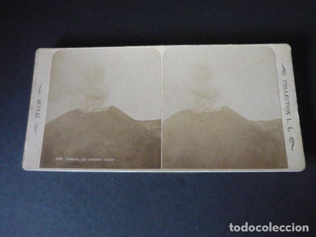 Fotograf&iacute;a antigua: NAPOLES MONTE VESUBIO ITALIA VISTA ESTEREOSCOPICA SIGLO XIX