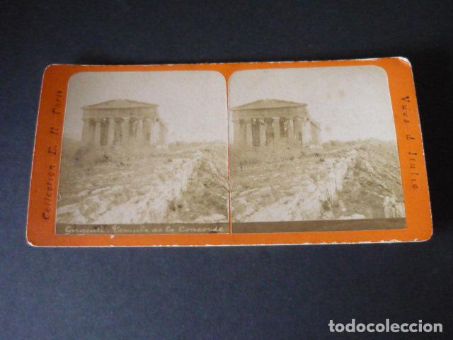 Photographie ancienne: AGRIGENTO SICILIA ITALIA VISTA ESTEREOSCOPICA SIGLO XIX