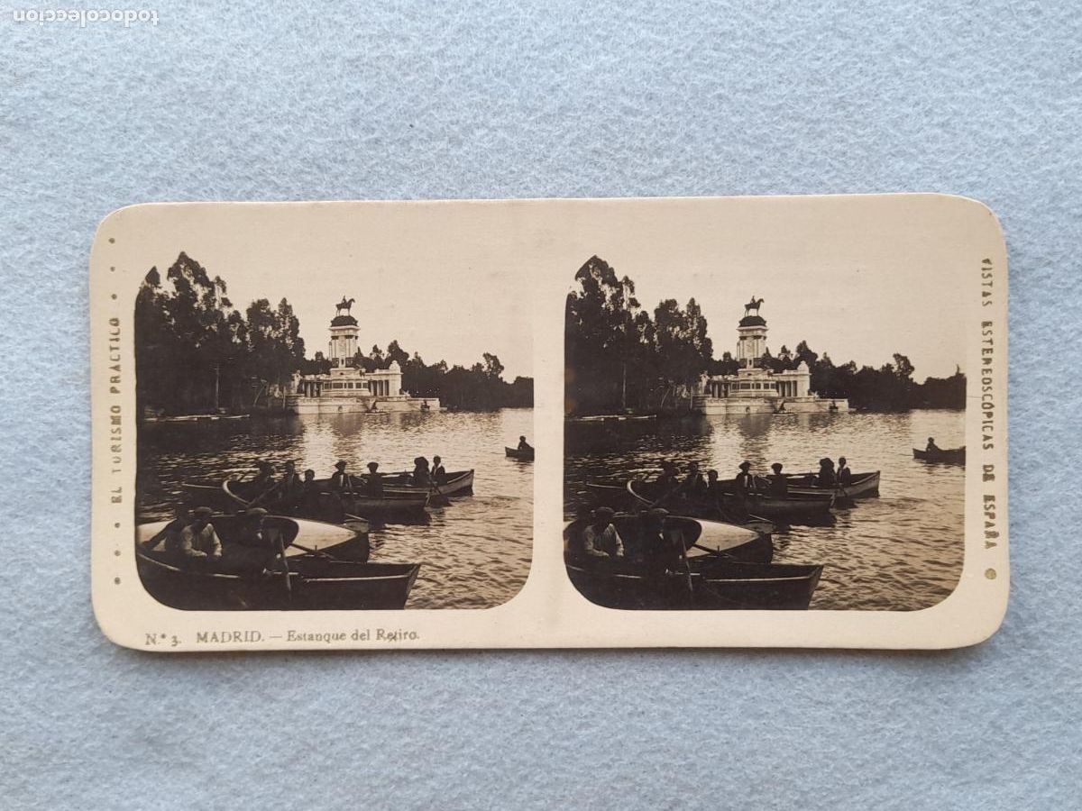 Fotografia antiga: Madrid. Estanque del Retiro y monumento a d. Alfonso XII.
