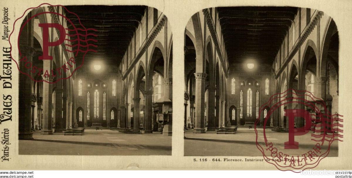 Photographie ancienne: s. 116-644 Florence Interieur de Santa Croce. ESTEREOSCOPICA. ST&Eacute;R&Eacute;OSCOPIQUE. STEREOSCOPIC