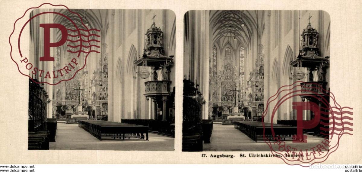 Photographie ancienne: 17 Augsburg St. Ulrichskirche Inneres. ESTEREOSCOPICA. ST&Eacute;R&Eacute;OSCOPIQUE. STEREOSCOPIC
