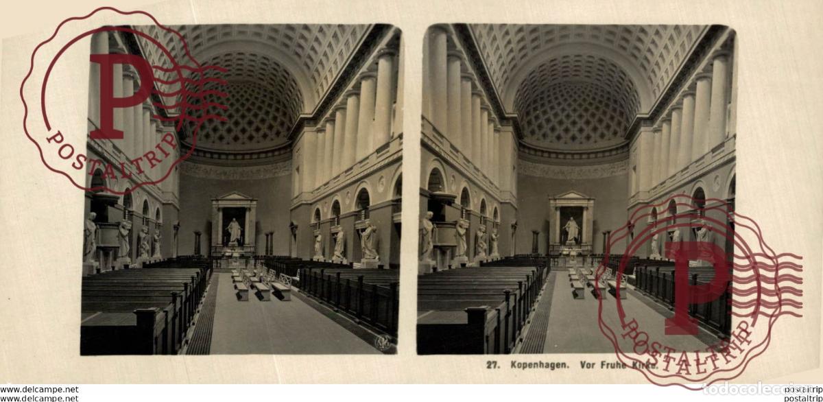 Photographie ancienne: 27 Kopenhagen, Vor Fruhe Kirke.. ESTEREOSCOPICA. ST&Eacute;R&Eacute;OSCOPIQUE. STEREOSCOPIC