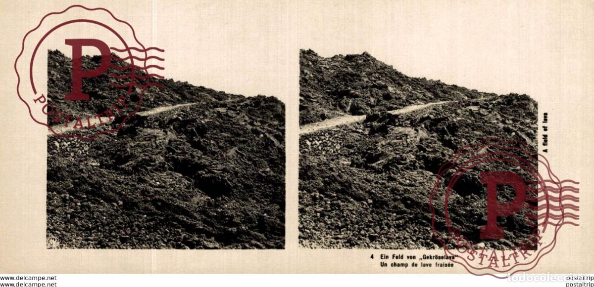 Photographie ancienne: 4 Ein Feld von Gekr&ouml;selava, Un Champ de lave frais&eacute;e. ESTEREOSCOPICA. ST&Eacute;R&Eacute;OSCOPIQUE. STEREOSCOPIC
