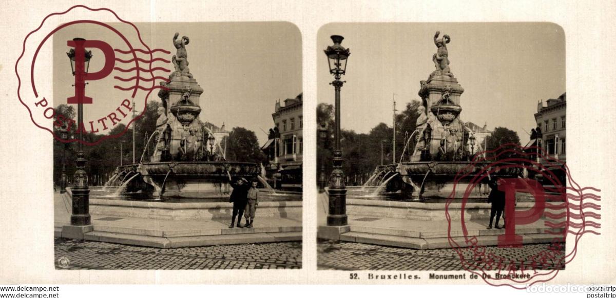 Photographie ancienne: 55 Bruxelles, Monument de De Bronckere. ESTEREOSCOPICA. ST&Eacute;R&Eacute;OSCOPIQUE. STEREOSCOPIC
