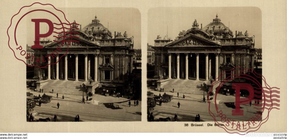 Fotografia antiga: 38 Bruxelles, die B&ouml;rse. ESTEREOSCOPICA. ST&Eacute;R&Eacute;OSCOPIQUE. STEREOSCOPIC