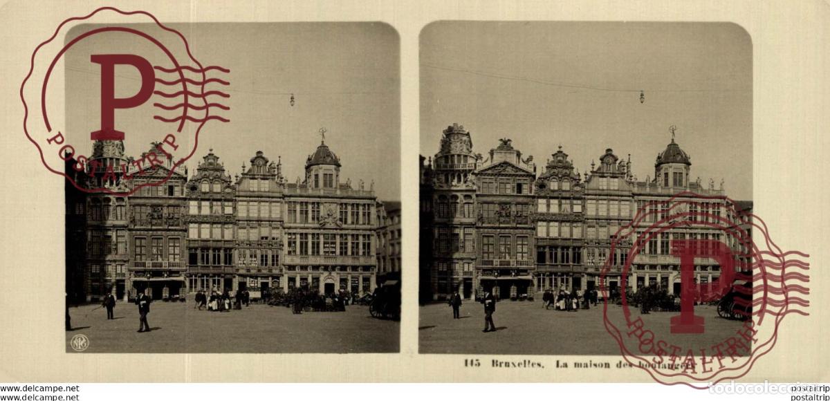 Photographie ancienne: 143 Bruxelles, La maison des boulangers. ESTEREOSCOPICA. ST&Eacute;R&Eacute;OSCOPIQUE. STEREOSCOPIC