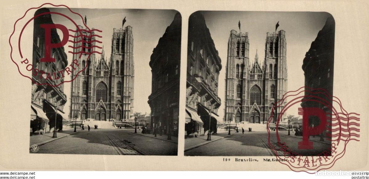 Fotograf&iacute;a antigua: 140 Bruxelles, Ste. Gudule. ESTEREOSCOPICA. ST&Eacute;R&Eacute;OSCOPIQUE. STEREOSCOPIC