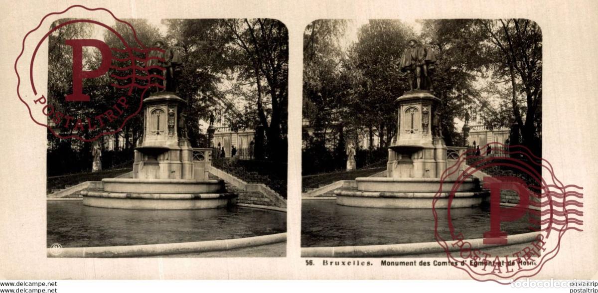 Antique Photography: 56 Bruxelles, Monument des comtes dEgmont et de Horne. ESTEREOSCOPICA. ST&Eacute;R&Eacute;OSCOPIQUE. STEREOSCOPIC