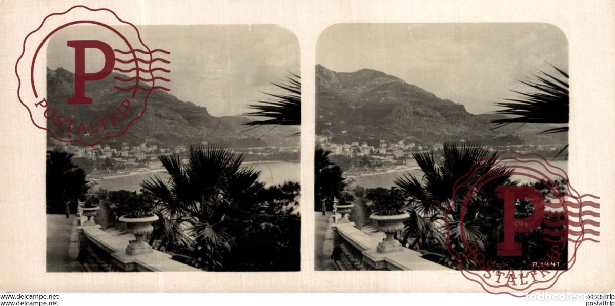 Photographie ancienne: 1441 Blick von Monte Carlo. ESTEREOSCOPICA. ST&Eacute;R&Eacute;OSCOPIQUE. STEREOSCOPIC