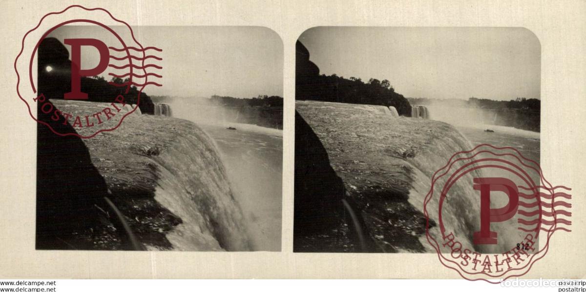 Photographie ancienne: 812 Die amerikanischen Niagara-F&auml;lle. ESTEREOSCOPICA. ST&Eacute;R&Eacute;OSCOPIQUE. STEREOSCOPIC