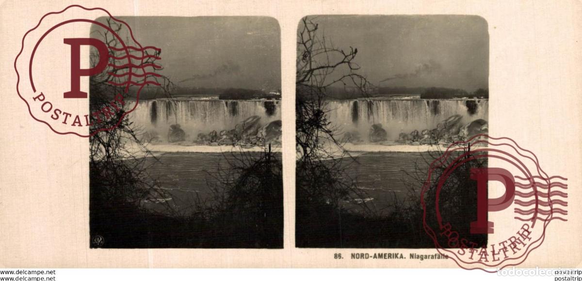 Photographie ancienne: 86 Nord Amerika. Niagaraf&auml;lle. ESTEREOSCOPICA. ST&Eacute;R&Eacute;OSCOPIQUE. STEREOSCOPIC
