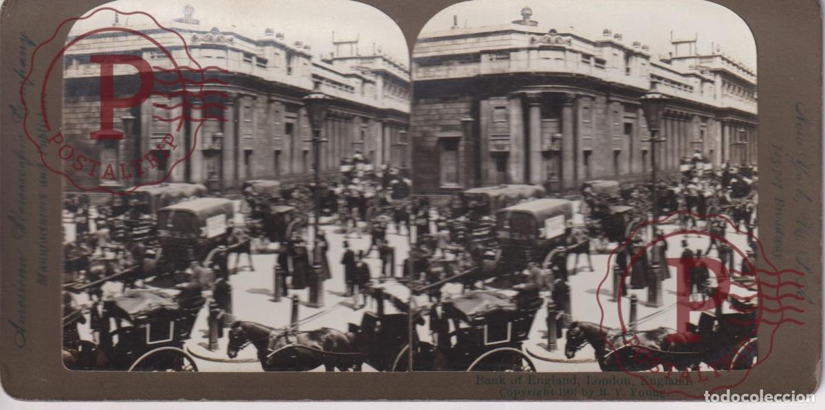 Alte Fotografie: ENGLAND. LONDON. BANK OF ENGLAND. ESTEREOSCOPICA. AMERICAN STEREOSCOPIC. +-18X9CM