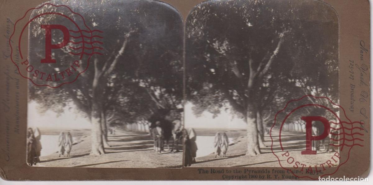 Photographie ancienne: EGIPTO. EGYPT. THE ROAD TO THE PYAMIDS FROM CAIRO. ESTEREOSCOPICA. AMERICAN STEREOSCOPIC. +-18X9CM