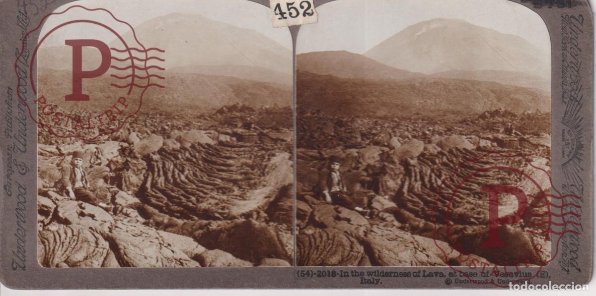 Photographie ancienne: ITALIA. IN THE WILDERNESS OF LAVA OF VESUVIUS.. ESTEREOSCOPICA. STEREOSCOPIC. +-18X9CM