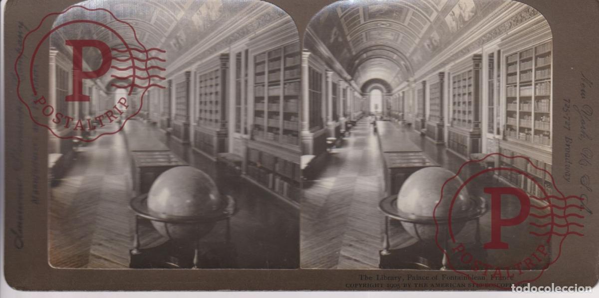 Photographie ancienne: FRANCE. FONTAINBLEAU. LIBRARY PALACE. BIBLIOTECA. ESTEREOSCOPICA AMERICANS STEREOSCOPIC +-18X9CM