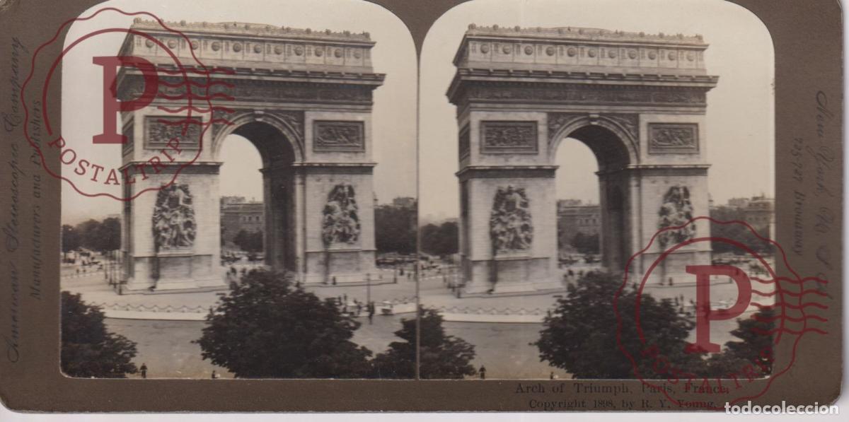 Fotograf&iacute;a antigua: FRANCE. FRANCIA. PARIS. ARCH OF TRIUMPH. ESTEREOSCOPICA STEREOSCOPIC +-18X9CM