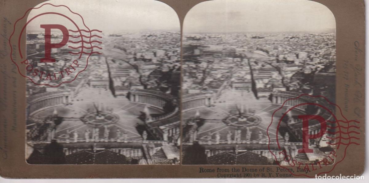 Fotograf&iacute;a antigua: ITALIA. ROME ROMA FROM THE DOME OF ST PETERS. ITALY. ESTEREOSCOPICA STEREOSCOPIC +-18X9CM