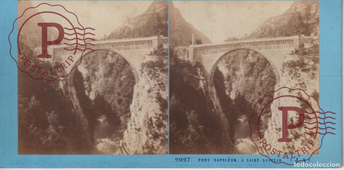 Fotograf&iacute;a antigua: FRANCIA. FRANCE. PONT NAPOLEON A SAINT SAUVEUR. ESTEROSCOPICA ST&Eacute;R&Eacute;OSCOPIQUE STEREOSCOPIC +- 17.5X9C