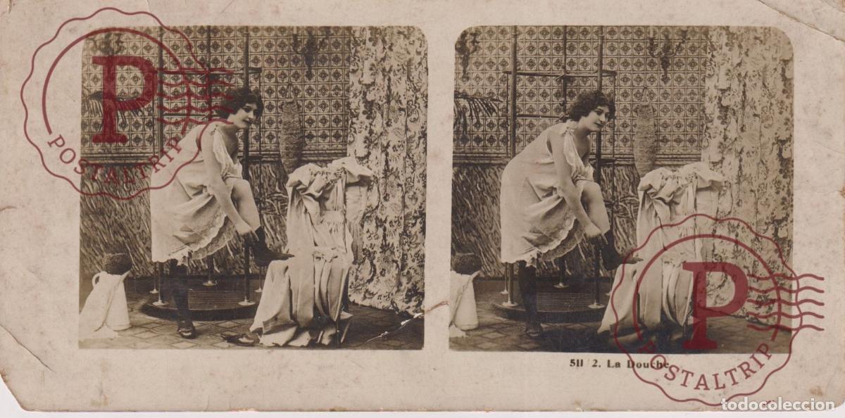 Fotograf&iacute;a antigua: LA DOUCHE. EROTIC. EROTICA. ESTEROSCOPICA ST&Eacute;R&Eacute;OSCOPIQUE STEREOSCOPIC +- 17.5X9CM