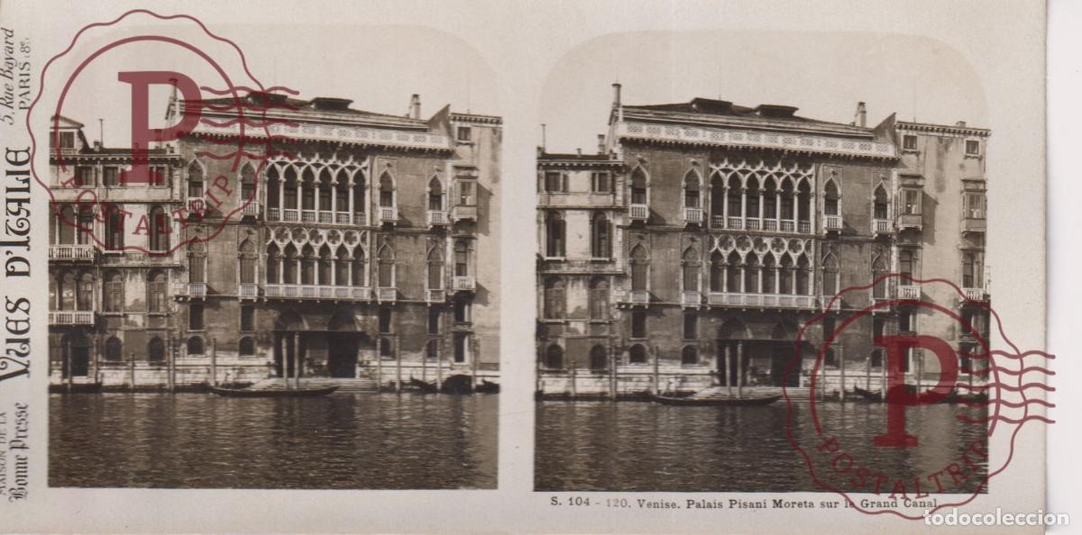 Fotograf&iacute;a antigua: VUES DITALIE. ITALIA. VENISE. PALAIS PISANI MORETA GRAND CANAL. ESTEROSCOPICA ST&Eacute;R&Eacute;OSCOPIQUE STEREO