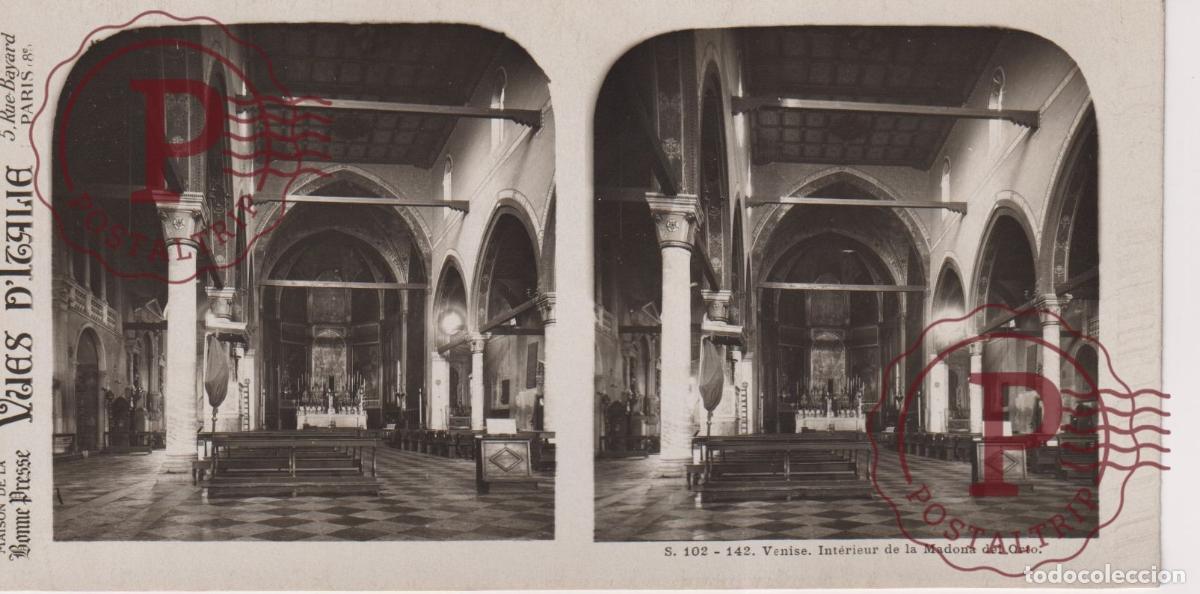 Fotograf&iacute;a antigua: VUES DITALIE. ITALIA. VENISE. EGLISE LA MADONA DEL ORTO. ESTEROSCOPICA ST&Eacute;R&Eacute;OSCOPIQUE STEREOSCOPIC