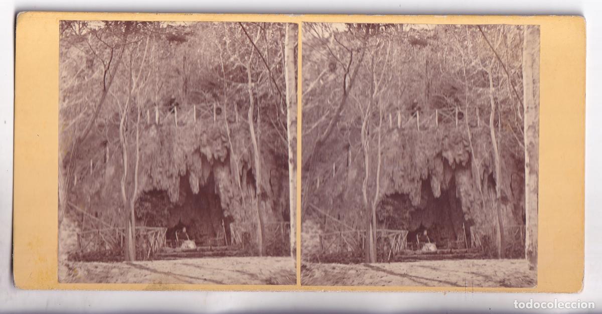 Fotograf&iacute;a antigua: VISTA ESTEREOSC&Oacute;PICA. MONASTERIO DE PIEDRA. GRUTA DEL ARTISTA. NU&Eacute;VALOS. CALATAYUD ARAG&Oacute;N