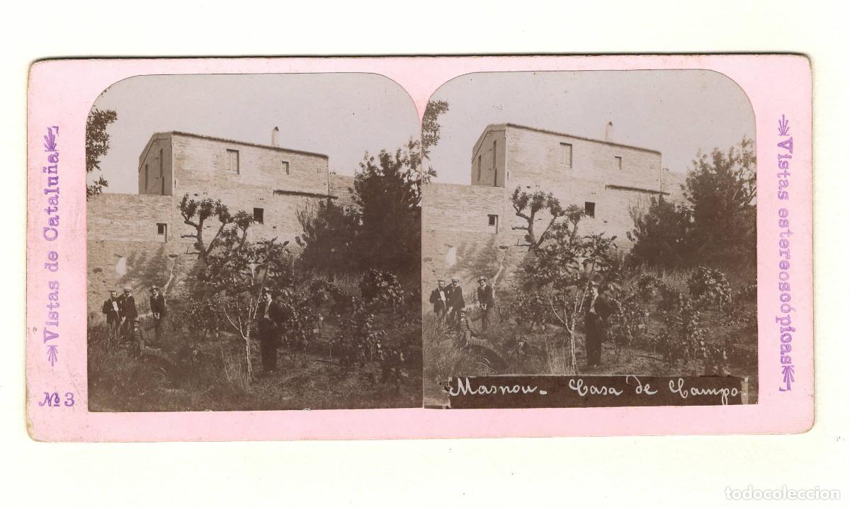 Fotograf&iacute;a antigua: MASNOU. CASA DE CAMPO, VISTA ESTEREO 1900's.