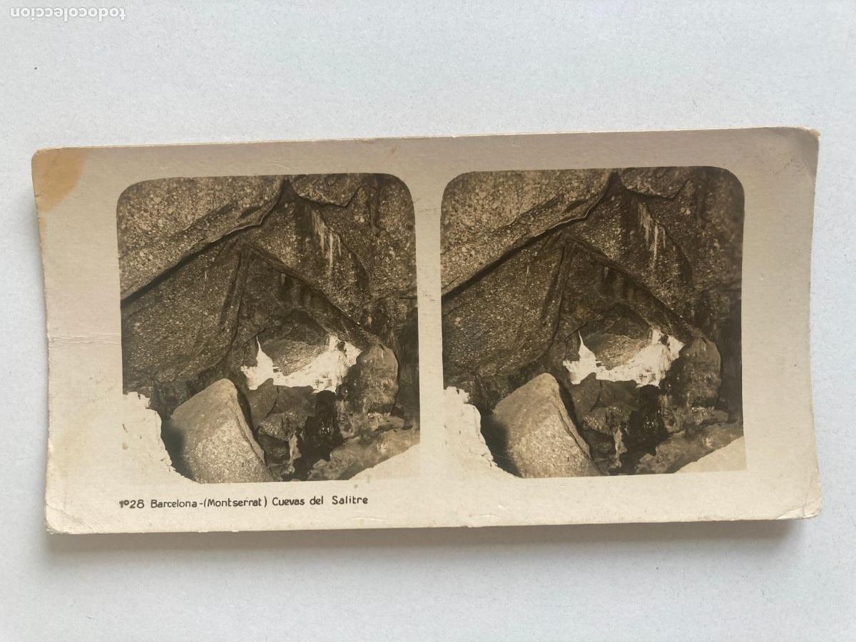 Fotograf&iacute;a antigua: VISTA ESTEREOSCOPICA, BARCELONA N&ordm;28. MONTSERRAT, CUEVAS DEL SALITRE.