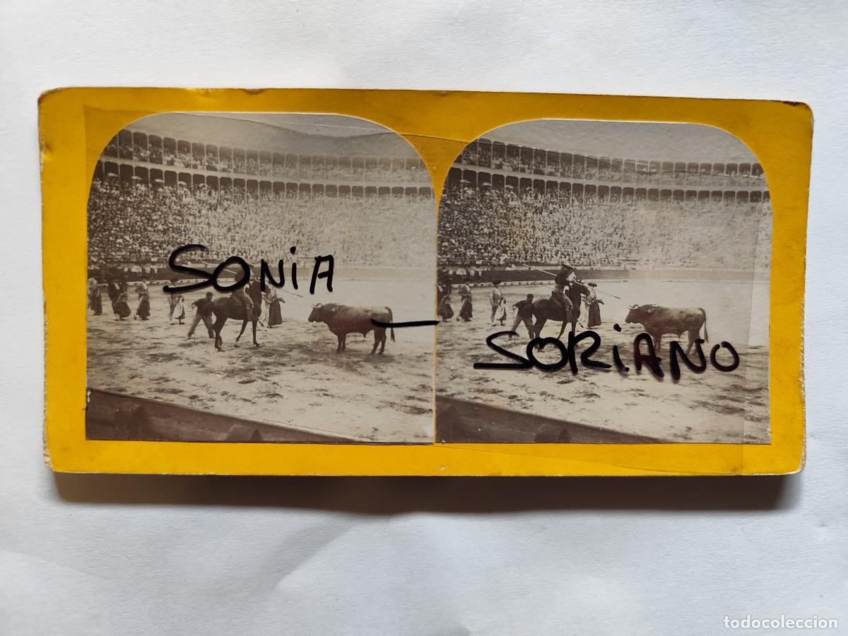 Fotograf&iacute;a antigua: VALENCIA. ESTEREOSCOPICA CORRIDA TOROS FERIA UNA PICA DE CANTRES Y FUENTES AL PIQUE. PRINCIPIO 1900