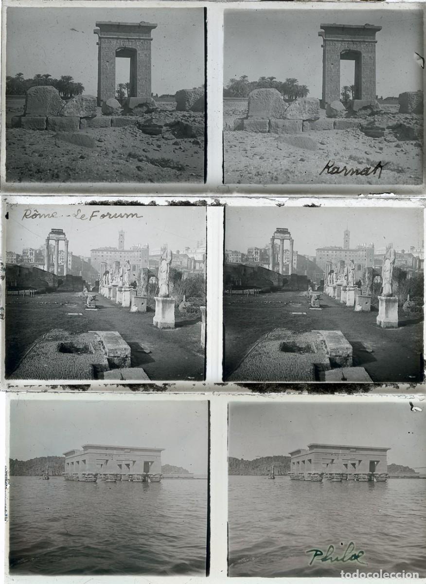Fotograf&iacute;a antigua: EGIPTO ITALIA TUNEZ ANTILLAS 13 ESTEREOSCOPICAS DE CRISTAL FORMATO 6 X 13 CM.