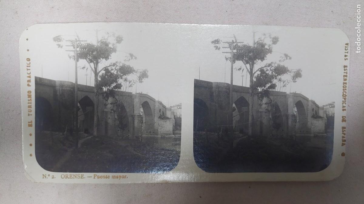 Fotografia antiga: Fotograf&iacute;a estereoscopica Orense Puente Mayor