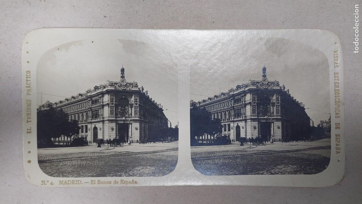 Fotografia antiga: Fotograf&iacute;a estereoscopica Madrid Banco de Espa&ntilde;a