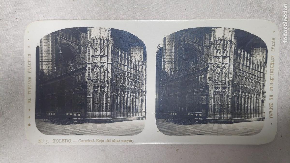 Alte Fotografie: Fotograf&iacute;a estereoscopica Toledo, Catedral reja del altar mayor