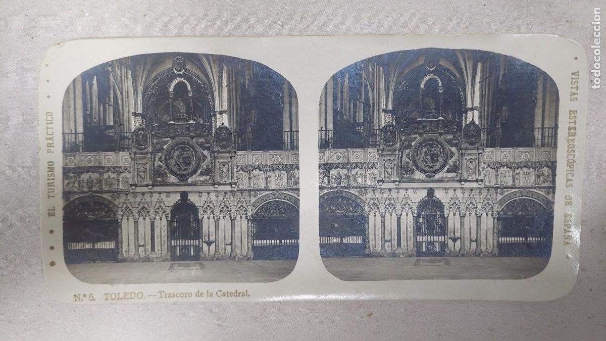 Alte Fotografie: Fotograf&iacute;a estereoscopica Toledo Trascoro de la catedral