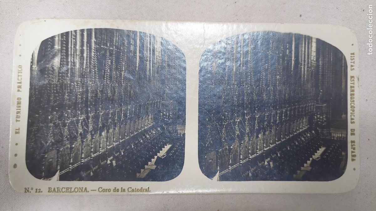 Fotograf&iacute;a antigua: Fotograf&iacute;a estereoscopica Barcelona Coro de la catedral