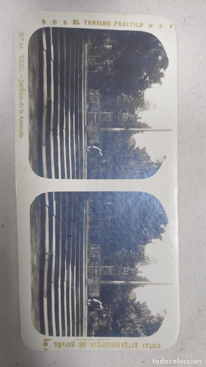 Fotograf&iacute;a antigua: Fotograf&iacute;a estereoscopica Vigo Jardines de la Alameda