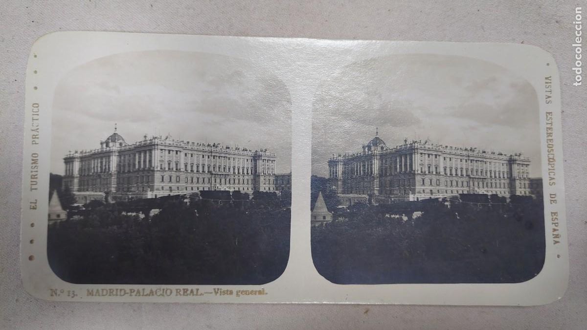 Fotograf&iacute;a antigua: Fotograf&iacute;a estereoscopica Madrid Palacio Real Vista General