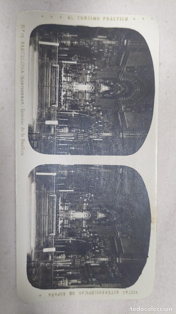 Fotograf&iacute;a antigua: Fotograf&iacute;a estereoscopica Barcelona Montserrat Interior de la basilica