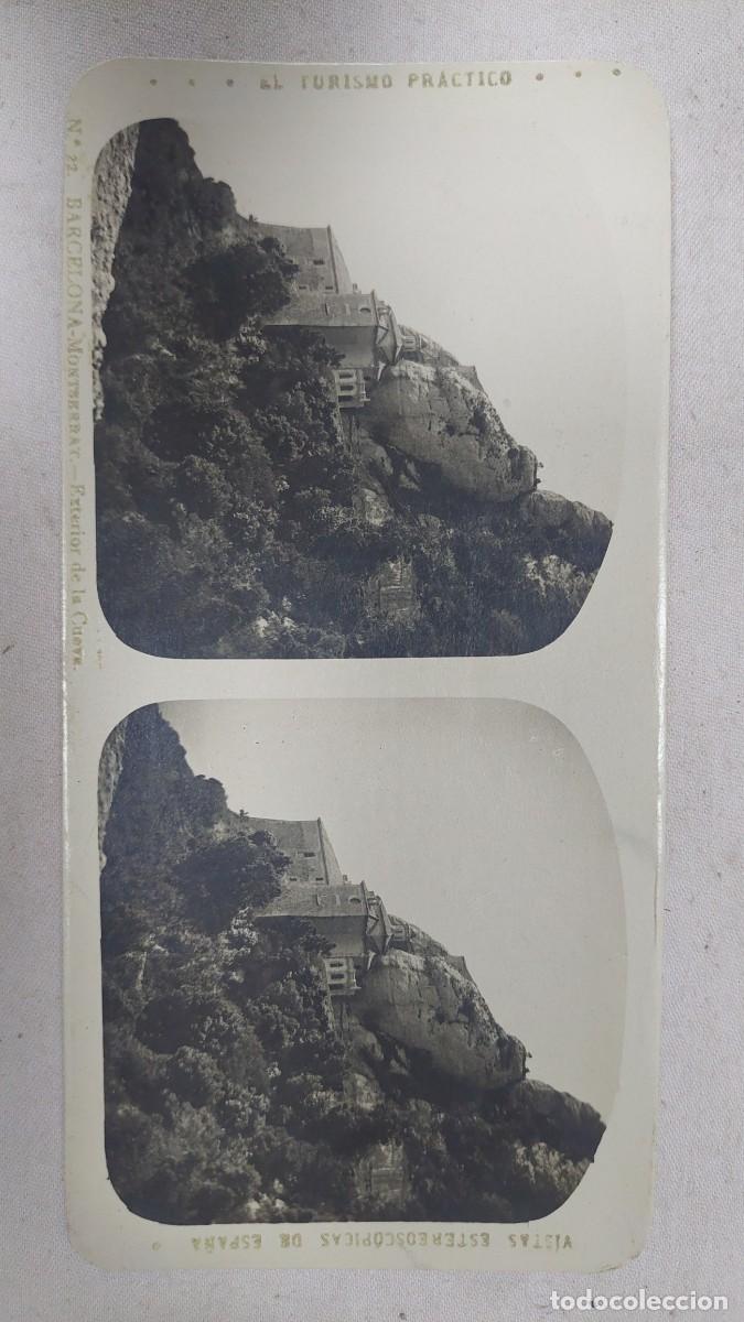 Fotograf&iacute;a antigua: Fotograf&iacute;a estereoscopica Barcelona Montserrat Exterior de la Cueva