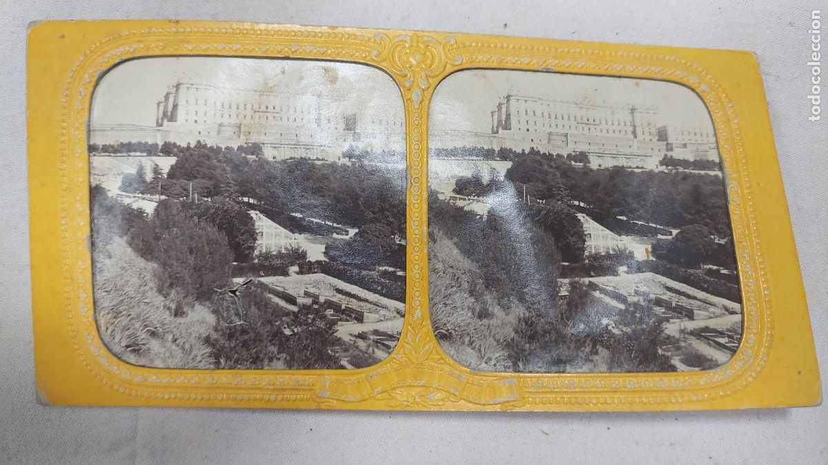 Fotograf&iacute;a antigua: Fotograf&iacute;a estereoscopica Palacio de la Reina Madrid