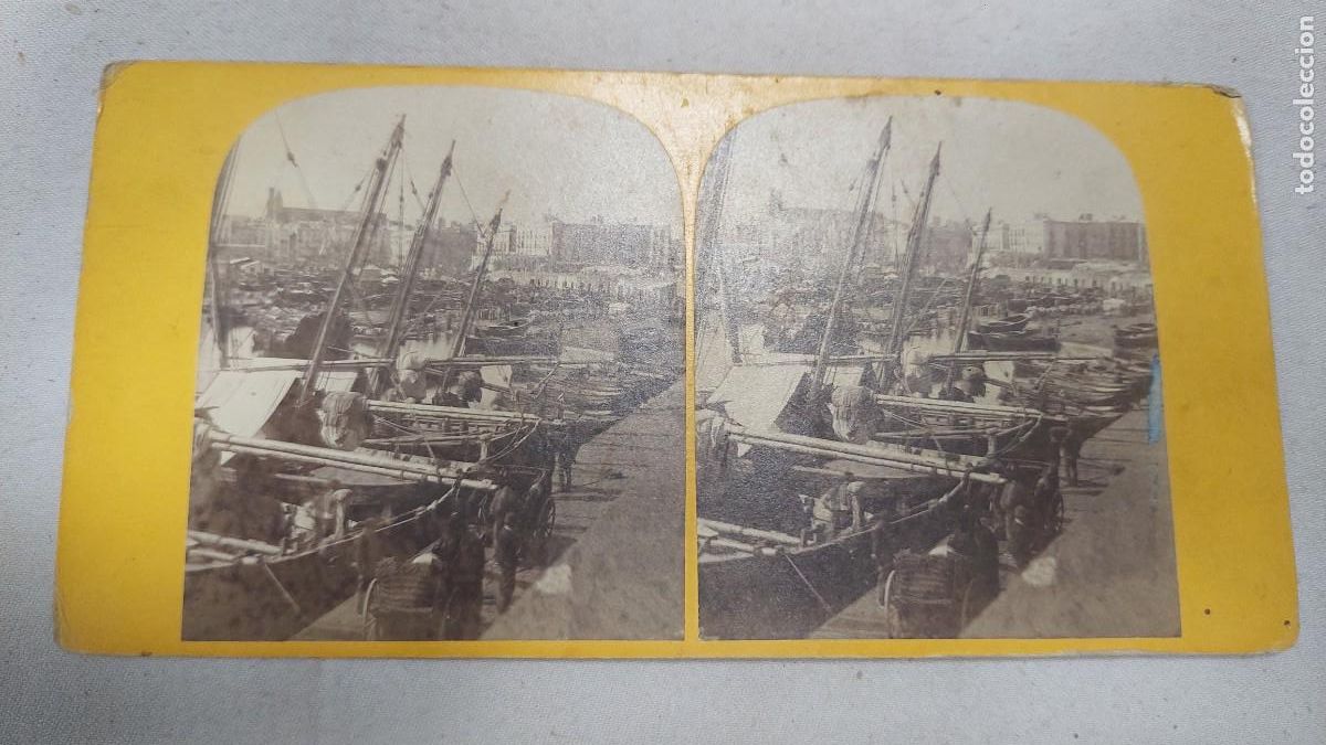 Fotograf&iacute;a antigua: Fotograf&iacute;a estereoscopica Puerto Barcelona