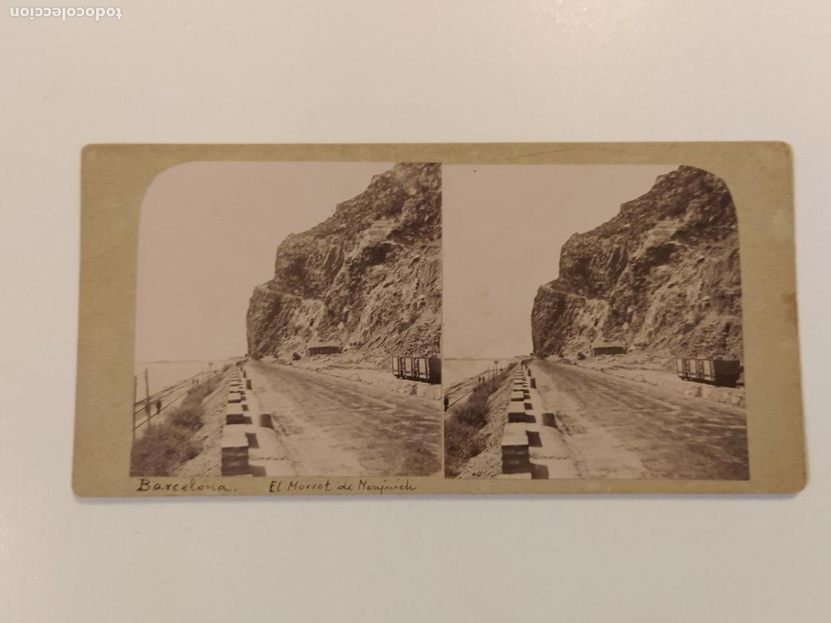Fotograf&iacute;a antigua: BARCELONA - EL MORRTO DE MONTJUIC - VAGON FERROCARRIL - FOTOGRAFIA ESTEREOSCOPICA ANTIGUA (K-16.041)