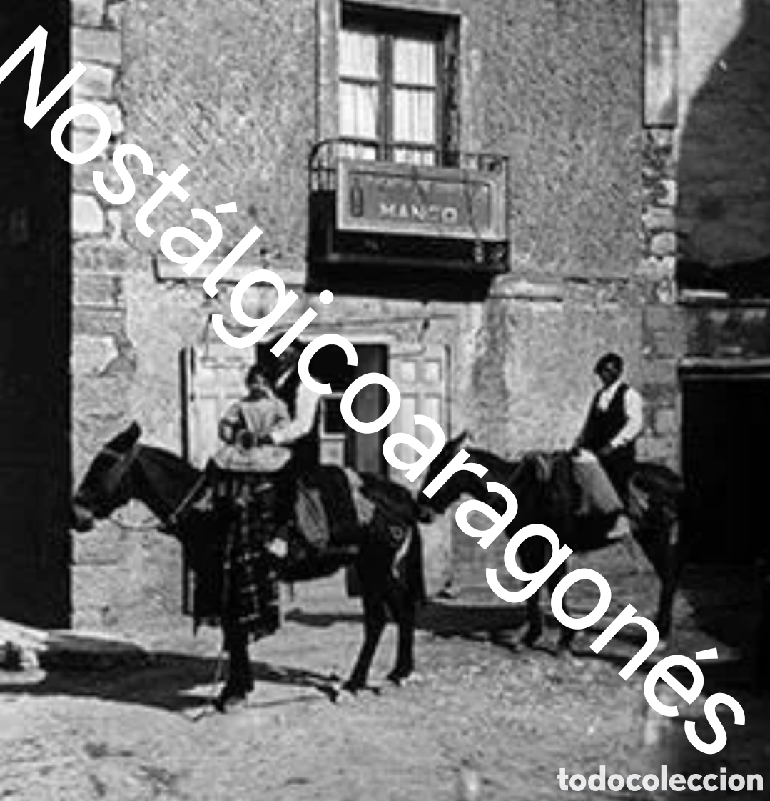 Photographie ancienne: cristal estereoscopico anonimo Daroca Zaragoza &rdquo;Vinos El Manco&rdquo; circa 1900 costumbrista baturros